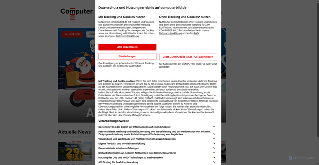 Security scan screenshot of https://www.computerbild.de