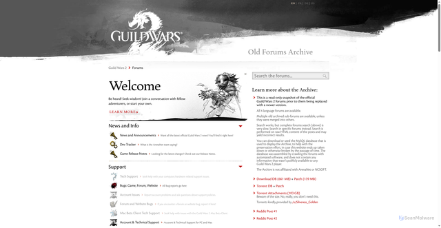 Security scan screenshot of https://gw2archive.eu