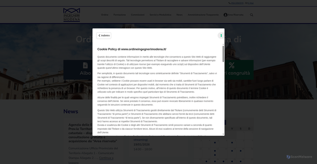 Security scan screenshot of https://www.ordineingegnerimodena.it/