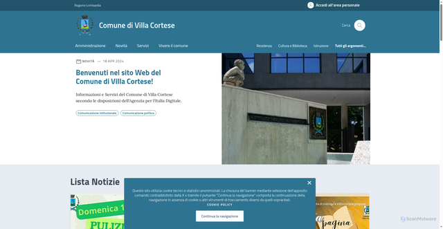Security scan screenshot of https://comune.villacortese.mi.it/