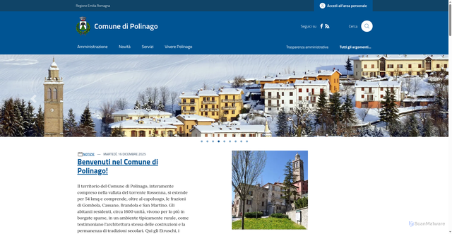 Security scan screenshot of https://www.comune.polinago.mo.it/