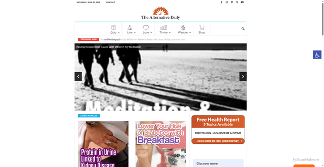 Security scan screenshot of https://www.thealternativedaily.com