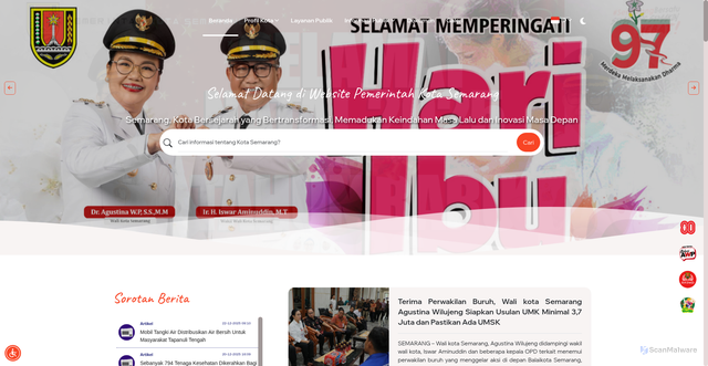 Security scan screenshot of https://semarangkota.go.id