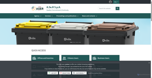 Security scan screenshot of https://www.aserspa.net/it-it/home