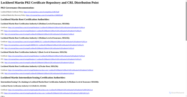 Security scan screenshot of https://crl.external.lmco.com