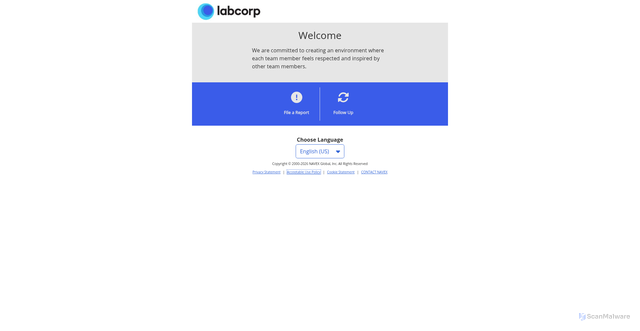 Security scan screenshot of https://laboratorycorp.navexone.eu