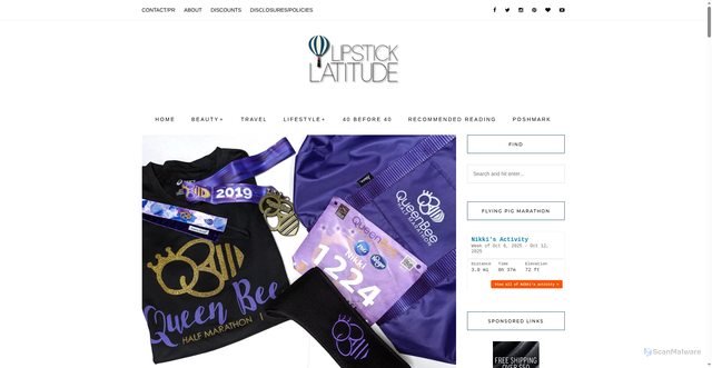 Security scan screenshot of https://www.lipsticklatitude.com/2019/10/13/race-report-queen-bee-half-marathon/
