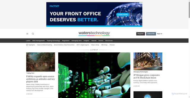 Security scan screenshot of https://www.waterstechnology.com