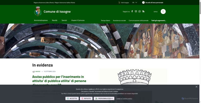 Security scan screenshot of https://www.comune.issogne.ao.it/it-it/home