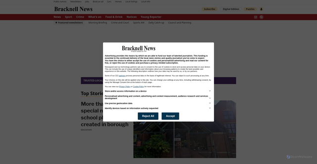 Security scan screenshot of bracknellnews.co.uk