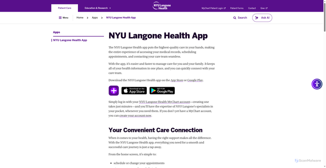 Security scan screenshot of https://nyulangone.app