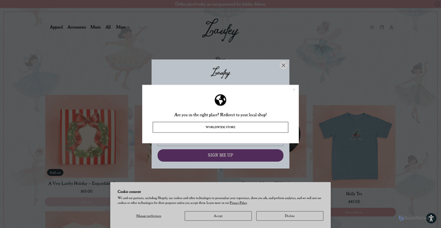 Security scan screenshot of https://store.laufeymusic.com/