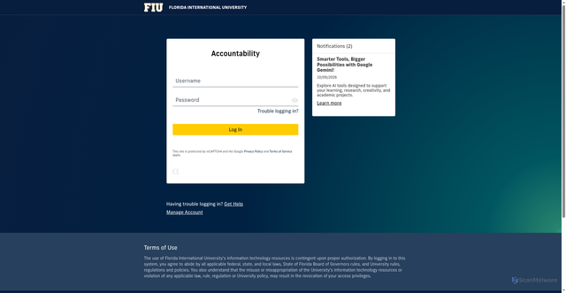 Security scan screenshot of https://accountability.fiu.edu