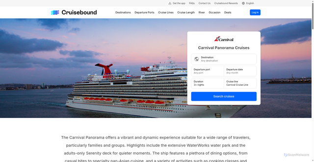 Security scan screenshot of https://www.cruisebound.com/lp/ship/carnival-panorama