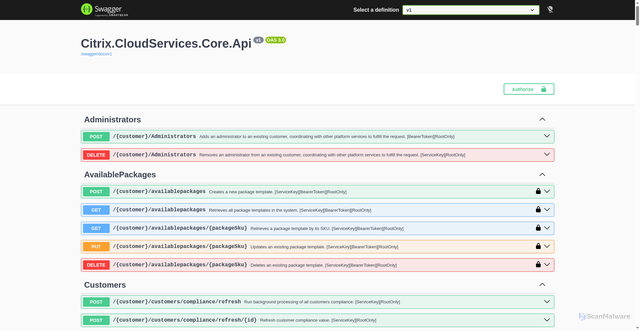 Security scan screenshot of https://core-westeurope-release-b.citrixworkspacesapi.net