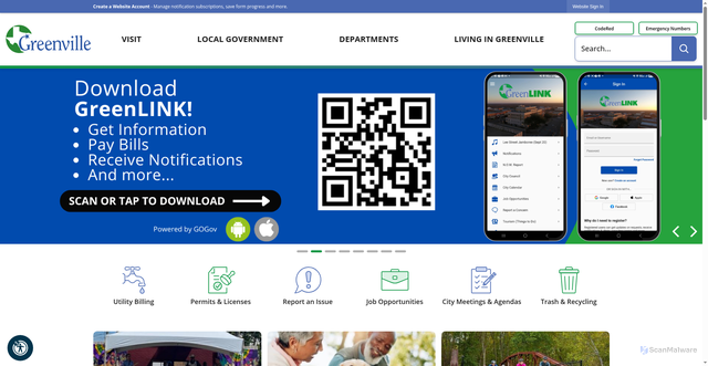 Security scan screenshot of https://greenvilletx.gov/