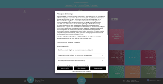 Security scan screenshot of https://90s90s.de