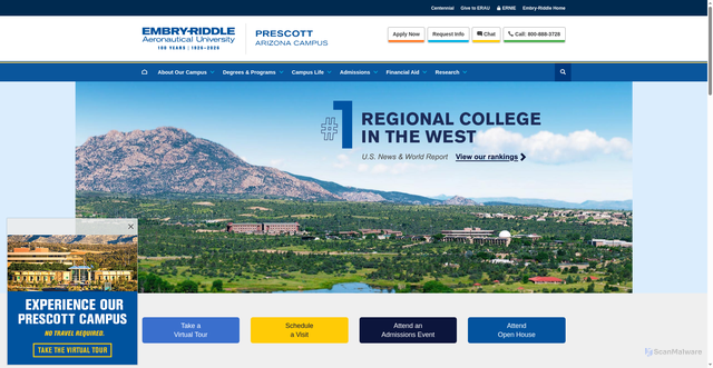 Security scan screenshot of https://prescott.erau.edu/