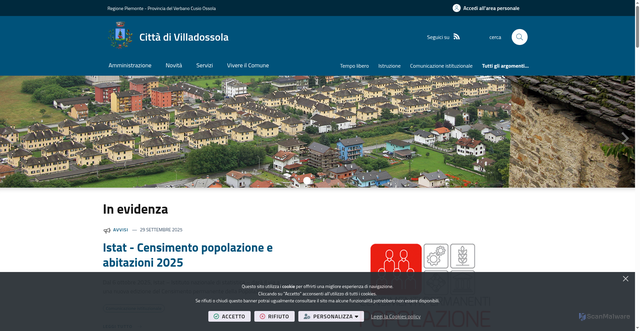 Security scan screenshot of https://www.comune.villadossola.vb.it/it-it/home