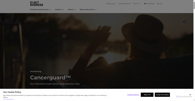 Security scan screenshot of https://www.exactsciences.com/