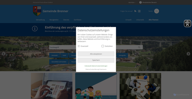 Security scan screenshot of https://www.comunebrennero.eu/de