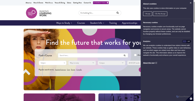 Security scan screenshot of https://www.forthvalley.ac.uk/