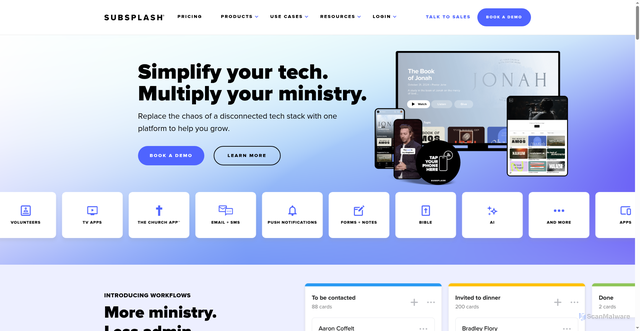 Security scan screenshot of https://subsplash.com