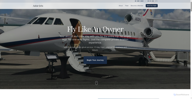 Security scan screenshot of https://astorjets.net/
