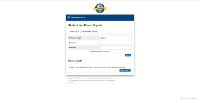 Security scan screenshot of https://burbank.powerschool.com