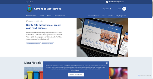 Security scan screenshot of https://comune.montedinove.ap.it/