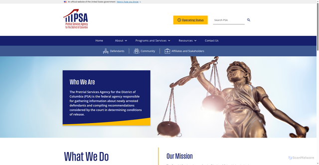 Security scan screenshot of https://psa.gov/