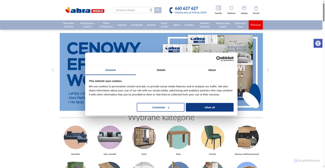 Security scan screenshot of https://www.abra-meble.pl