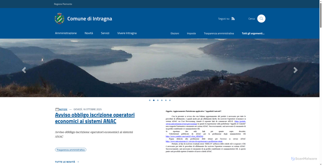 Security scan screenshot of https://www.comune.intragna.vb.it/