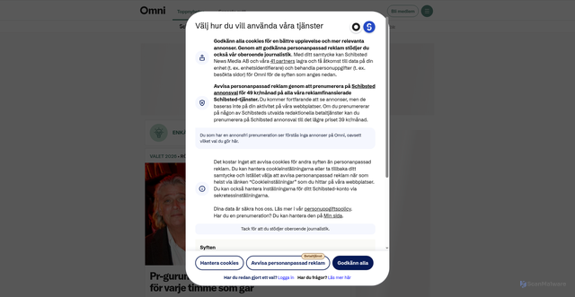 Security scan screenshot of https://omni.se