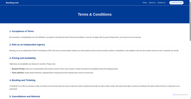 Security scan screenshot of https://bookingzone.pro/terms.php