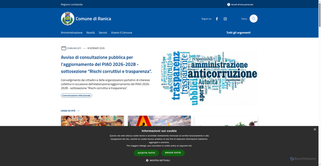 Security scan screenshot of https://www.comune.ranica.bg.it/it