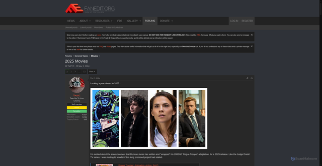 Security scan screenshot of https://fanedit.org/forums/threads/2025-movies.30699/