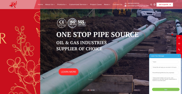 Security scan screenshot of https://royalsteelgroup.com