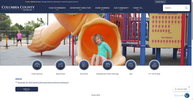Security scan screenshot of https://columbiacountyga.gov/