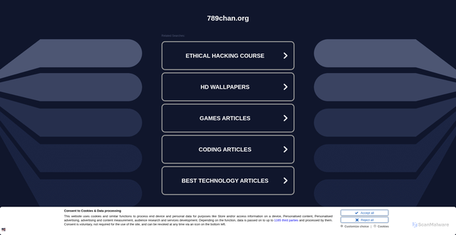 Security scan screenshot of http://789chan.org