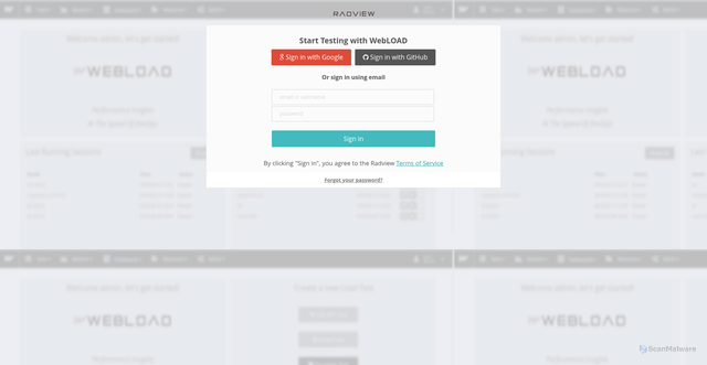Security scan screenshot of https://saas.radview.com