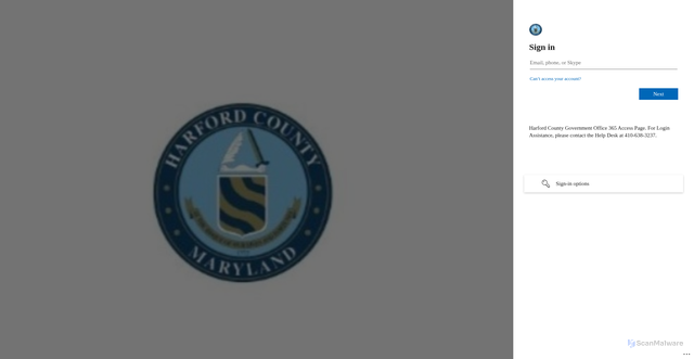 Security scan screenshot of https://harfordcounty.service-now.com