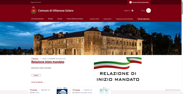 Security scan screenshot of https://www.comune.villanovasolaro.cn.it/