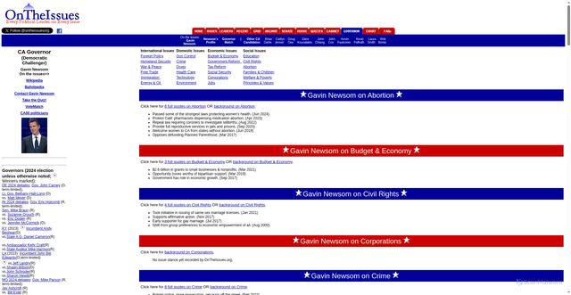 Security scan screenshot of https://www.ontheissues.org/Gavin_Newsom.htm