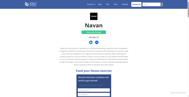 Security scan screenshot of https://www.esofund.com/c/navan