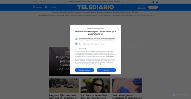 Security scan screenshot of https://telediario.mx