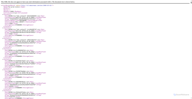 Security scan screenshot of https://fsh-prod-static.s3.amazonaws.com