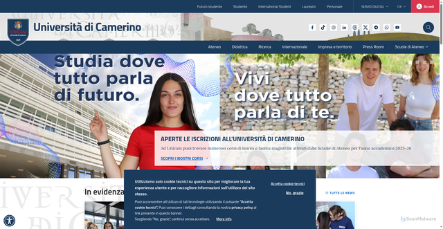 Security scan screenshot of https://www.unicam.it/