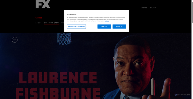 Security scan screenshot of https://www.fxnetworks.com/shows/clipped/cast/laurence-fishburne-doc-rivers