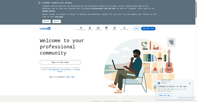 Security scan screenshot of https://linkedin.com/
